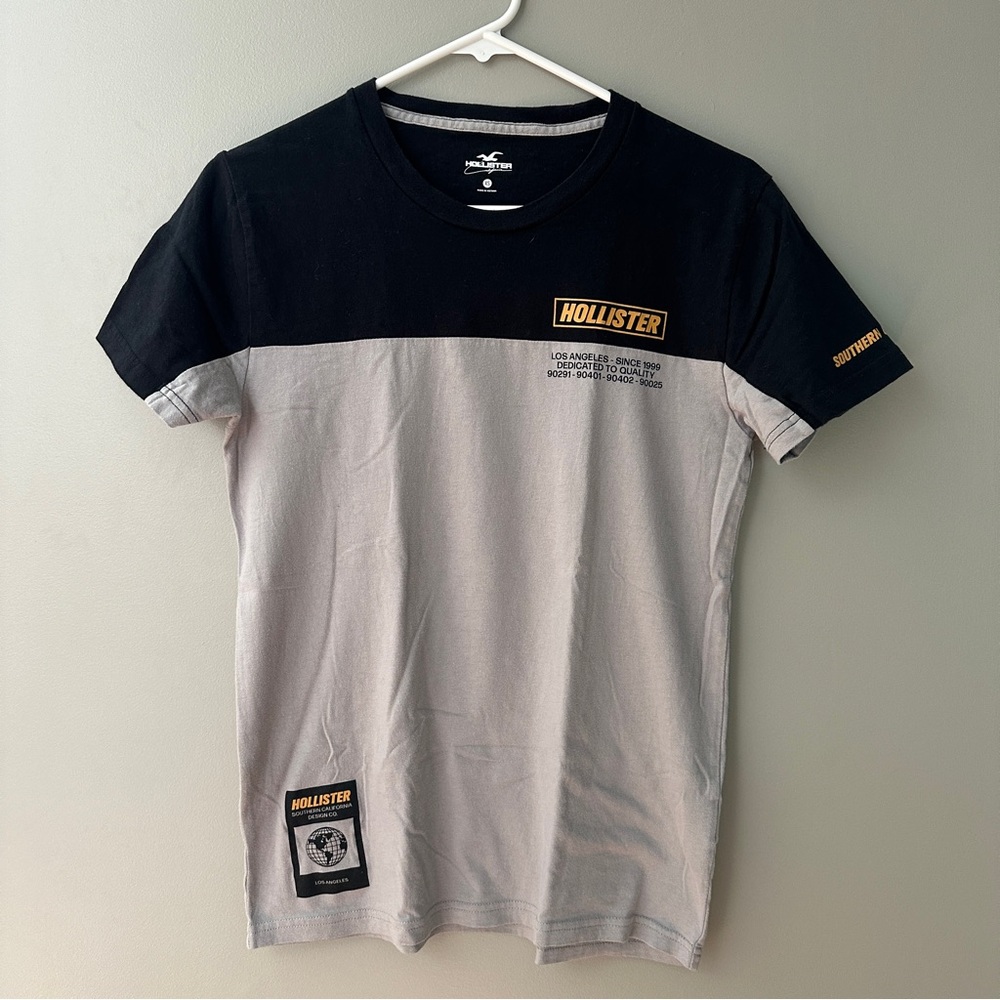 Hollister Southern California T Shirt Men XS Logo Gray & Black Short Sleeve